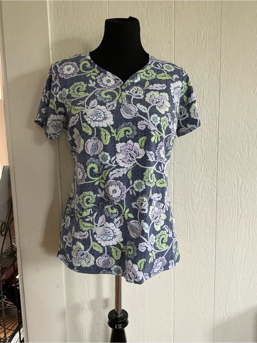 Floral Short Sleeve Tee - Navy, Lavender & Lime